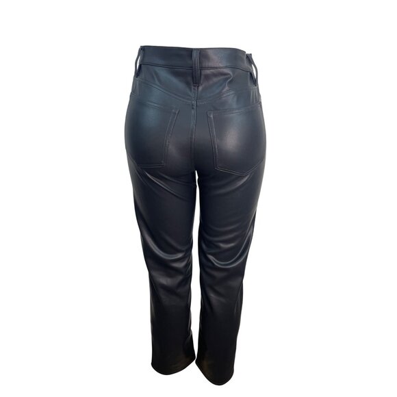 J.Crew Womens Black Faux Leather Pants Slim Fit Cropped Size 27 - Picture 3 of 8